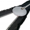 Cremallera metálica decorativa gris tirador círculo dorado