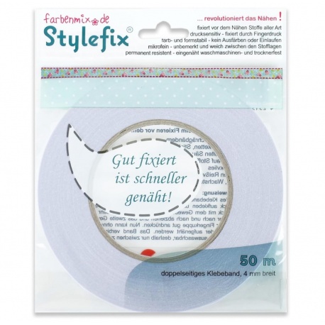 StyleFix 50m. Cinta adhesiva de doble cara para costura, rollo grande