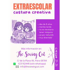 Matrícula Extraescolar Costura Creativa (8 a 14 años)
