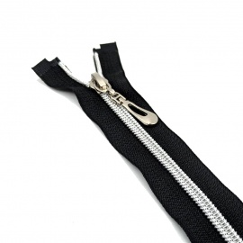 Cremallera de 18cm de nylon efecto meetalizado plateado