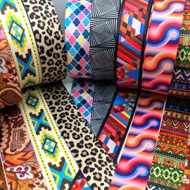 Cinta para bolsos estampada satinada