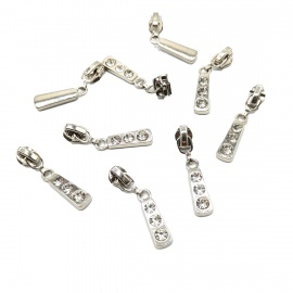 Cursor decorativo con brillantes para cremallera continua FINA de nylon de 3mm